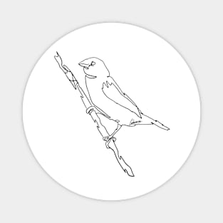 Bird on Branch Black Lineart Magnet